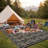 Waterproof Reversible Outdoor Rug - Boho Leaf Design - Large, UV & Mark Resistant, Collapsible Plastic Area Mat with 4 Stakes & Storage Bag - Size: 9x12ft (274x366cm),Black-2017379188-2017379191