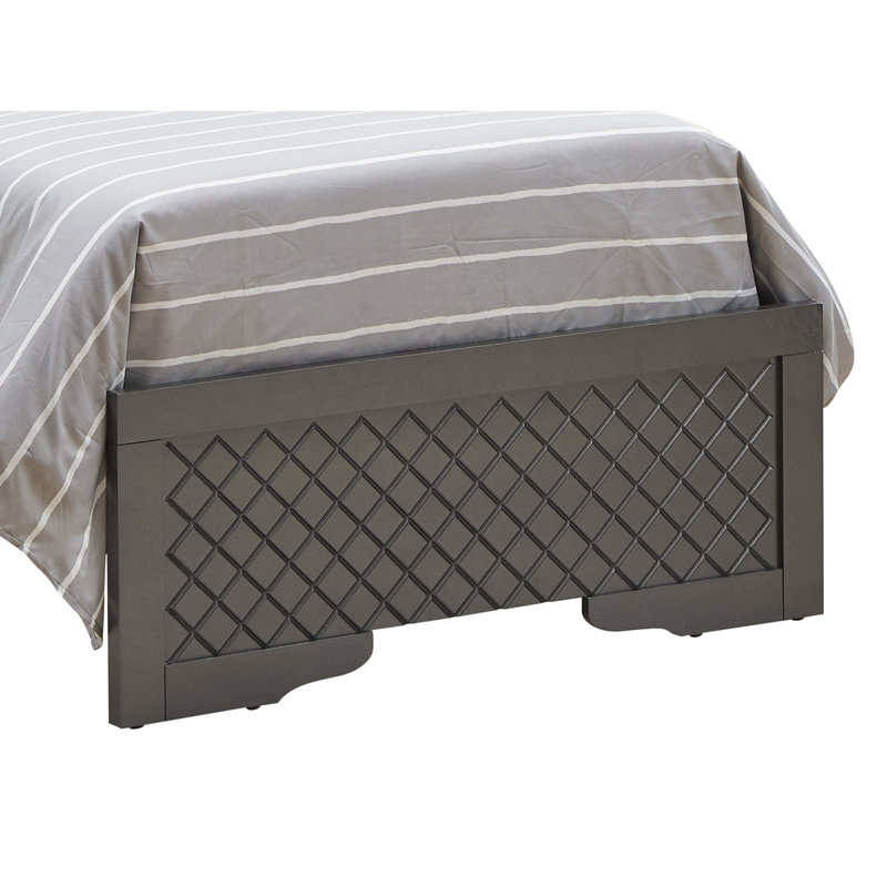 Upholstered Standard Bed, Twin, Metallic Black