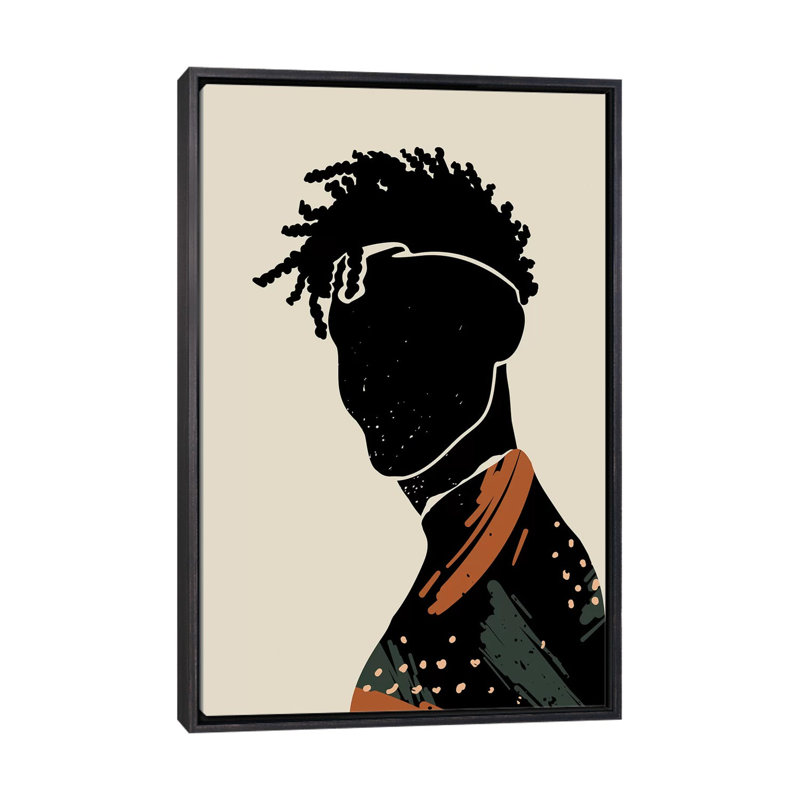 Black Hair II - impression d'art graphique, H 26 po x l 18 po x 1,5 po, Toile avec cadre noir patiné, Pas de tapis
