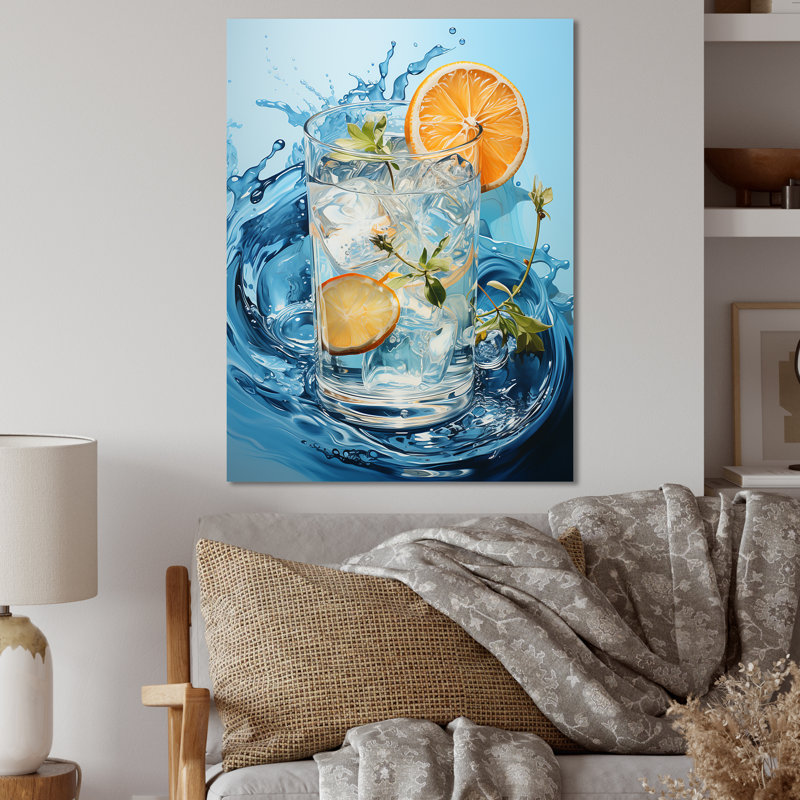 Cocktail Crystal Tonic Waves - Art mural en métal cocktails, H 32 po x l 16 po x P 1 po