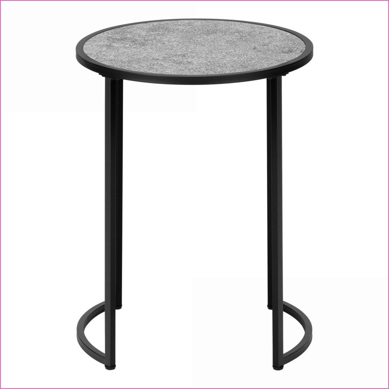Table basse d'apparence grise grise avec pieds en métal noir - Robuste et amp; Léger pour le salon et amp; Chambre à coucher