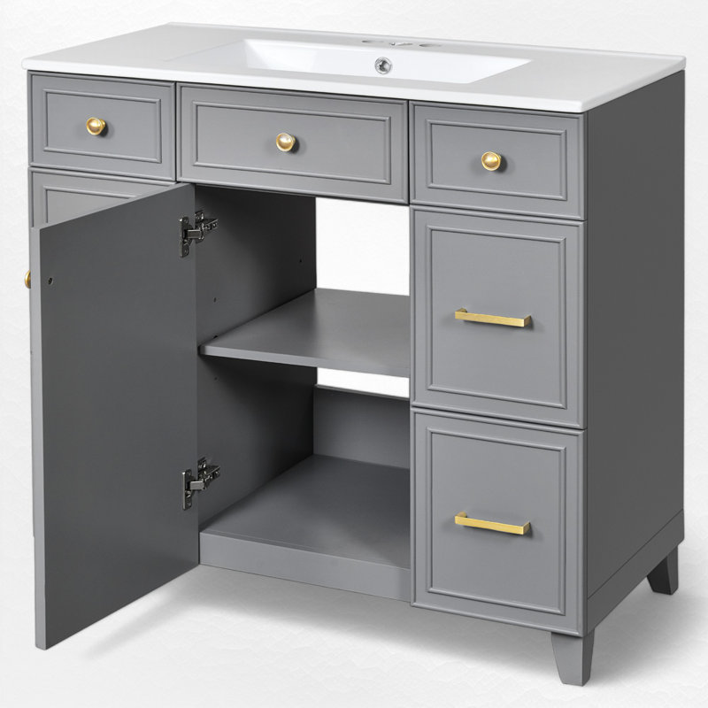 Ensemble de meuble-lavabo simple 36 po, Gris