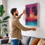 Tropical Sunset Poolside Retro - Wrapped Canvas-910911788-910911790