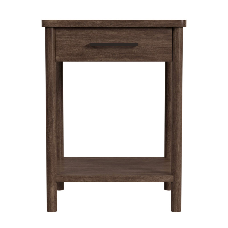 Lennon 1 Drawer Rounded Leg Nightstand, Dark Brown