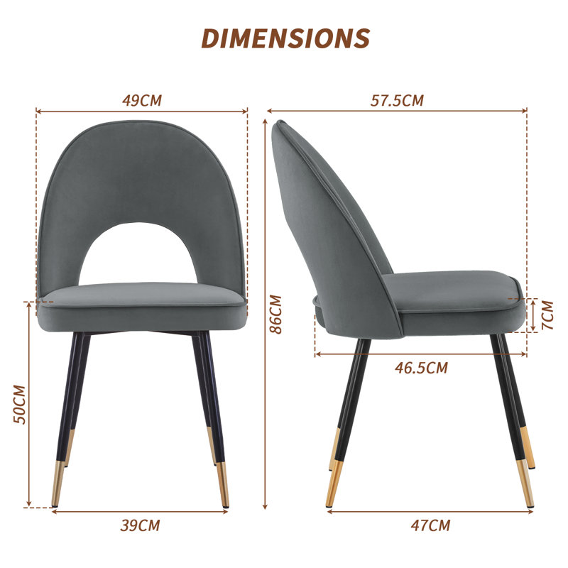Zackery Velvet Upholstered Dining Chair Parsons, 4, Grey