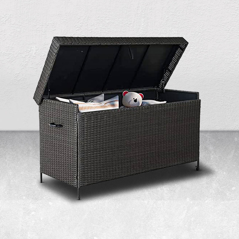 Ebern Designs Maritssa 60.5'' W 170 Gallons Water Resistant Deck Box with Wheels, Dark Brown
