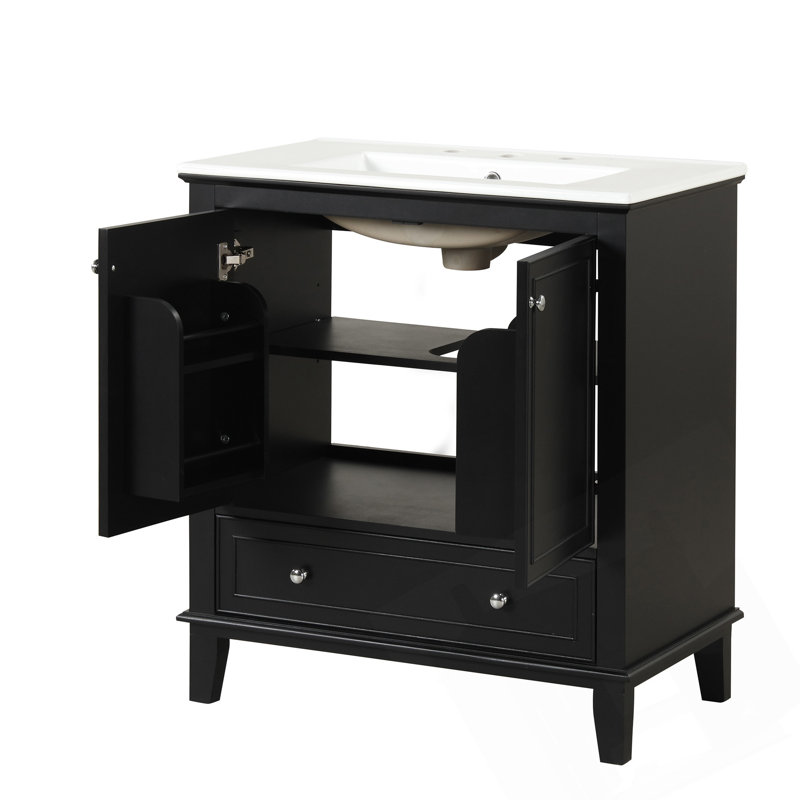 Meuble-lavabo 30 po avec lavabo, Noir