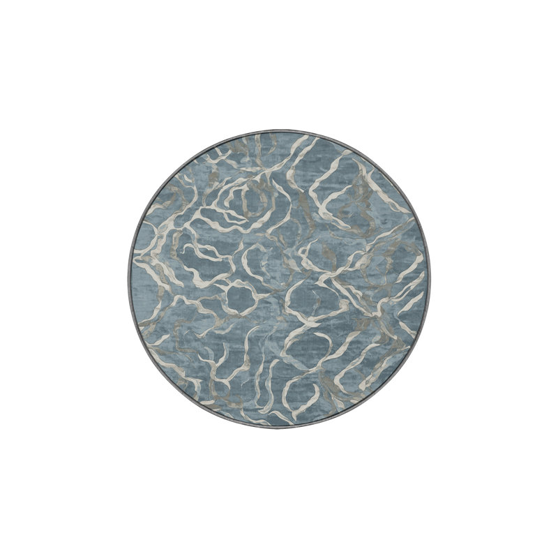 Machine Washable Gray Area Rug, Round 5'