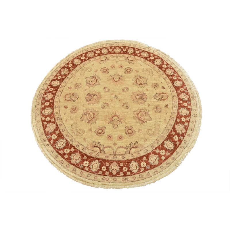 Tapis beige nouvel âge en laine 5 pi 1 po x 5 pi 3 po Moure