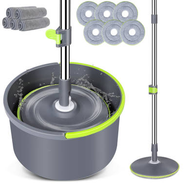 TOPMART 360 Degree Rotating Mop Bucket Set With 3 Microfiber Cloth Mop  Heads
