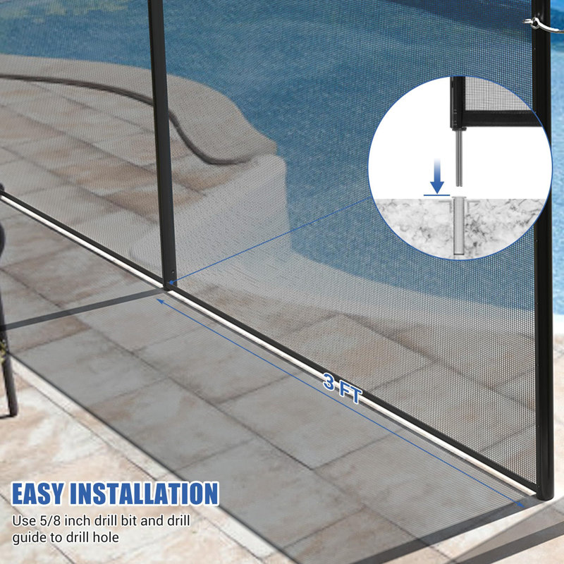 Pool Fence, 4 x 12 / 48 FT Pool Fences for Inground Pools, Removable Pool Fencing, Easy DIY Installation Swimming Pool Fence, PVC Pool Fence Mesh Protects Kids and Pets