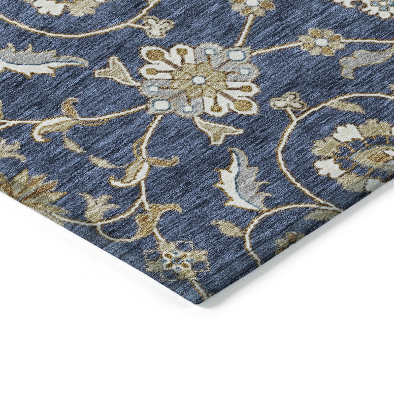 Cicel Machine Washable Indoor/Outdoor Navy Area Rug ACN1149, Rectangle 5 pi x 7 pi 6 po