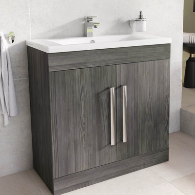 800mm Single Bathroom Vanity with Semi-Recessed Ceramic Basin
