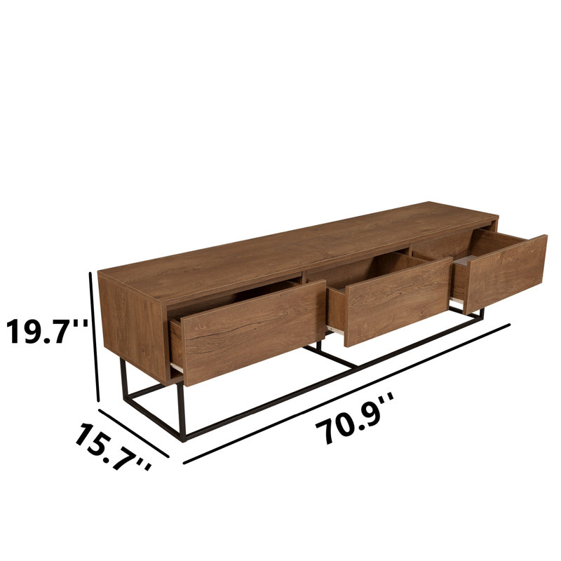 Rectangle Metal Frame Base Tv Stand For Tvs Up To 78'' With 3 Drawers