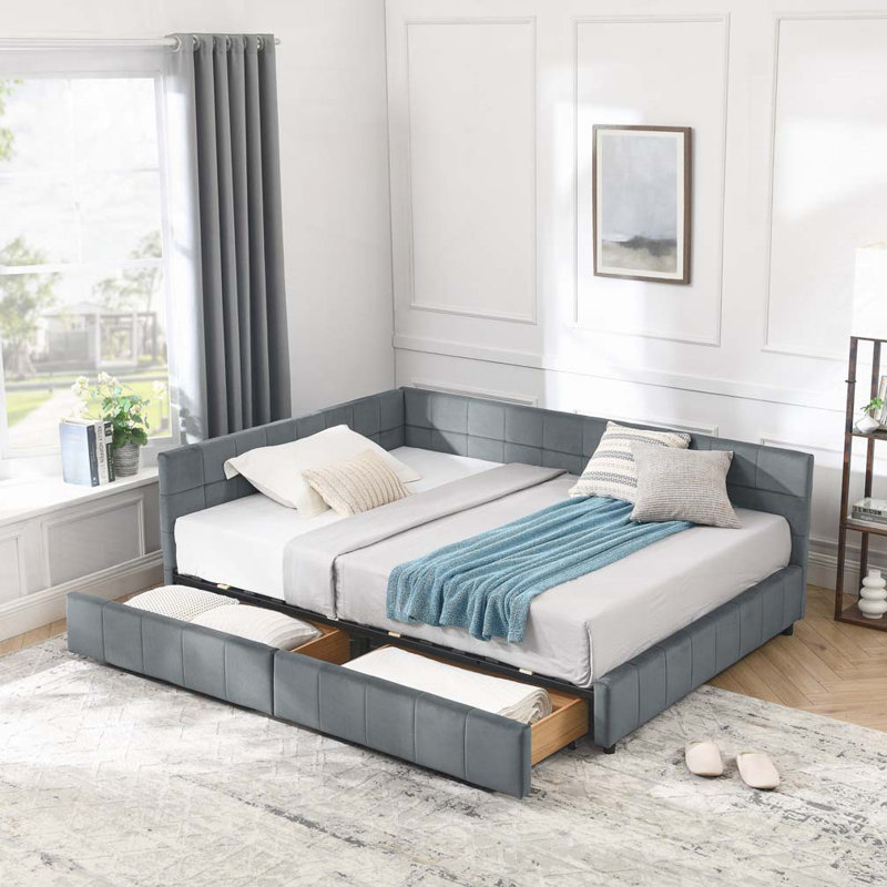 Velvet Storage Daybed, Gray, Full