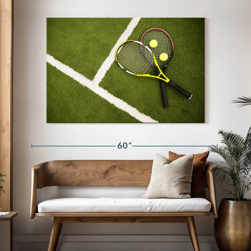 Raquettes de tennis sur le court, H 34 po x l 51 po