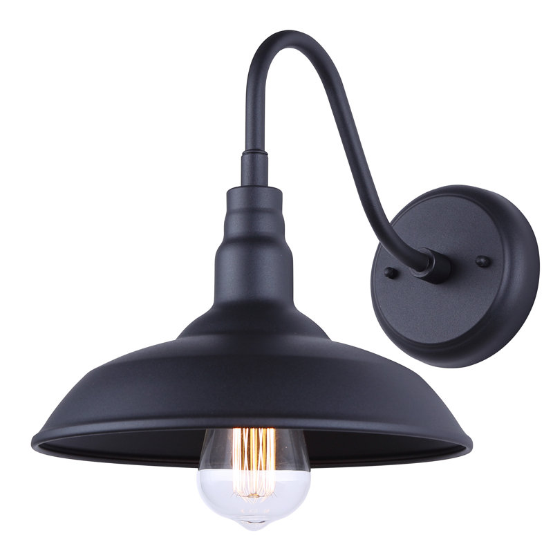 Aarilyn Outdoor Gooseneck Barn Light, Rustic Black Finish