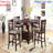 Round Counter Height Dining Table Solid Wood Storage Shelve