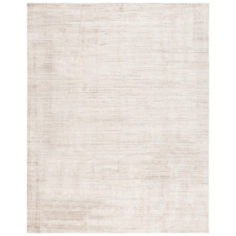 Tapis gris / beige en soie et laine tissés à la main Mirage, Rectangle 9 pi x 12 pi