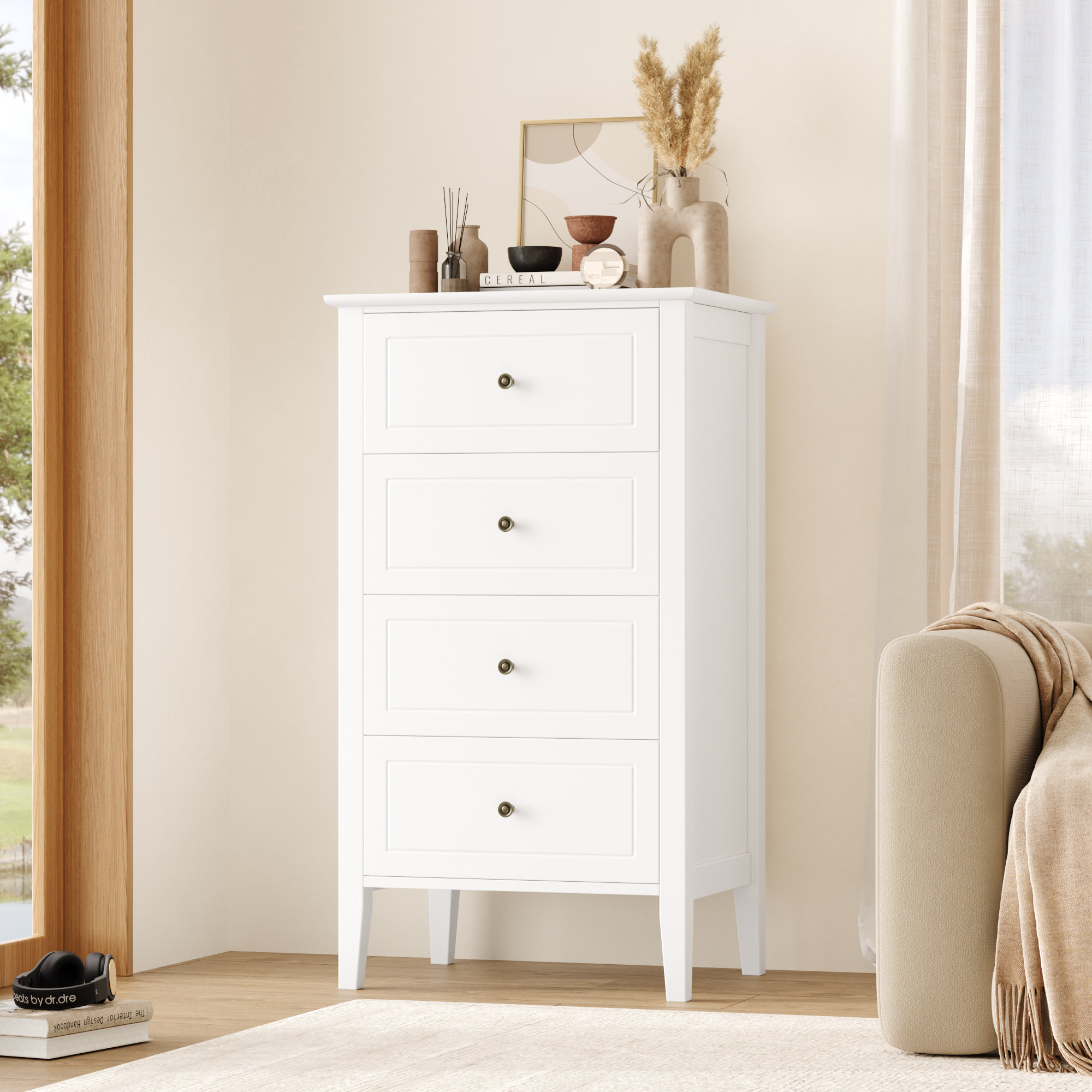 Lark Manor Aloni Wood 4 Drawer 19.7" W Modern Drawer Dresser & Reviews |  Wayfair