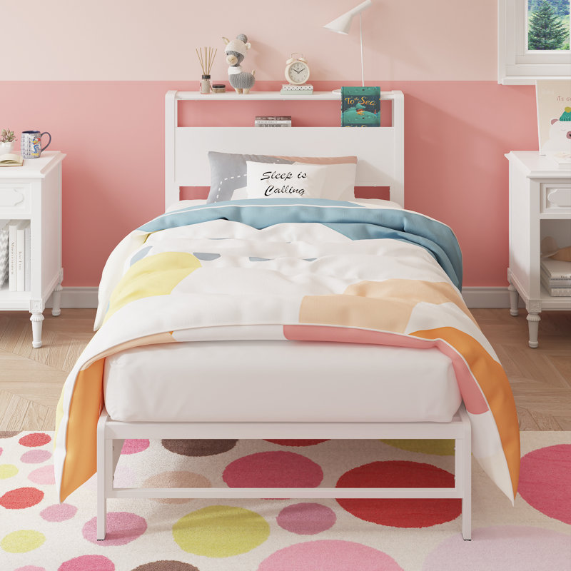 Jesselynn Twin Beds With Bookcase Storage, White