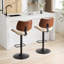Tabourets de bar en cuir noir, base en noyer, pivotant à 360 °, hauteur réglable, ergonomique, style Mid-Century moderne pour îlot de cuisine / café, tabouret beige avec faux-revêtement, cuisine / salle à manger / café,