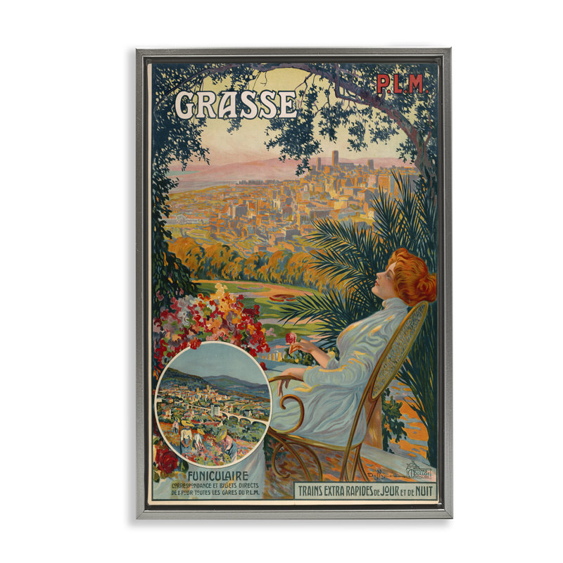 Cadre flottant rétro avec publicité Grasse, design par Marcus Jules, Cadre flottant gris lustré, 25" H x 17" W