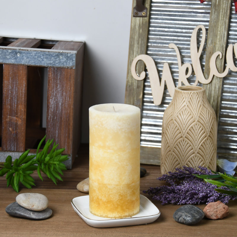 French Country Vanilla Scented Pillar Candle, 6"H x 3" W x 3" D, 12