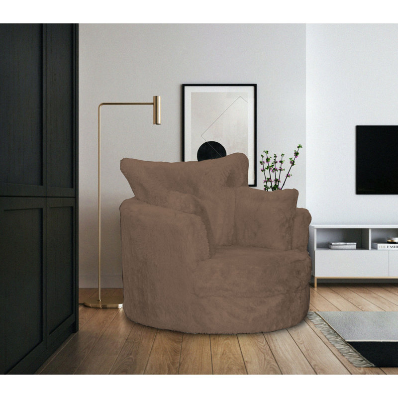 Upholstered Swivel Armchair, Brown