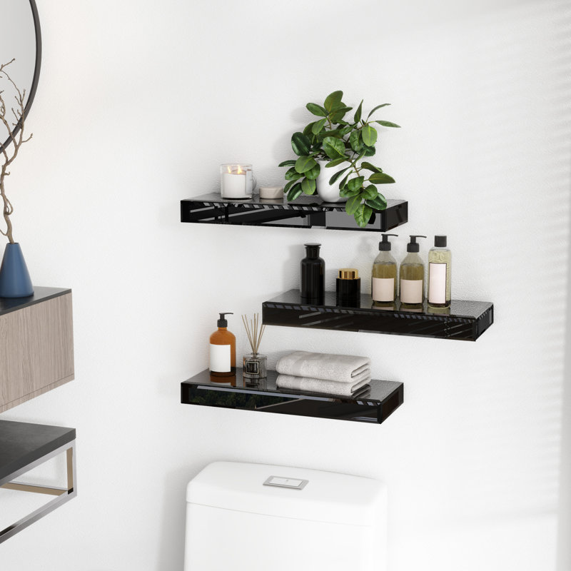 Ensemble de 3 tablettes murales flottantes noires