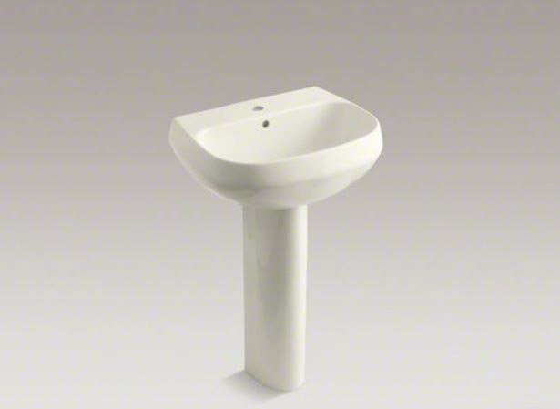 Wellworth Ceramic Pedestal Bathroom Sink with Overflow, 4" Centers, Timberline