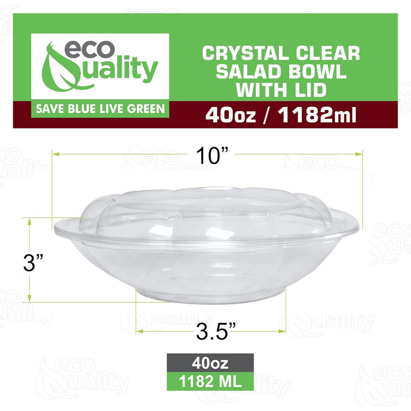  40Oz Clear Salad Bowls With Lids And Fork - For Lunch, Salads, Fruits, And Meal Prep (100)
