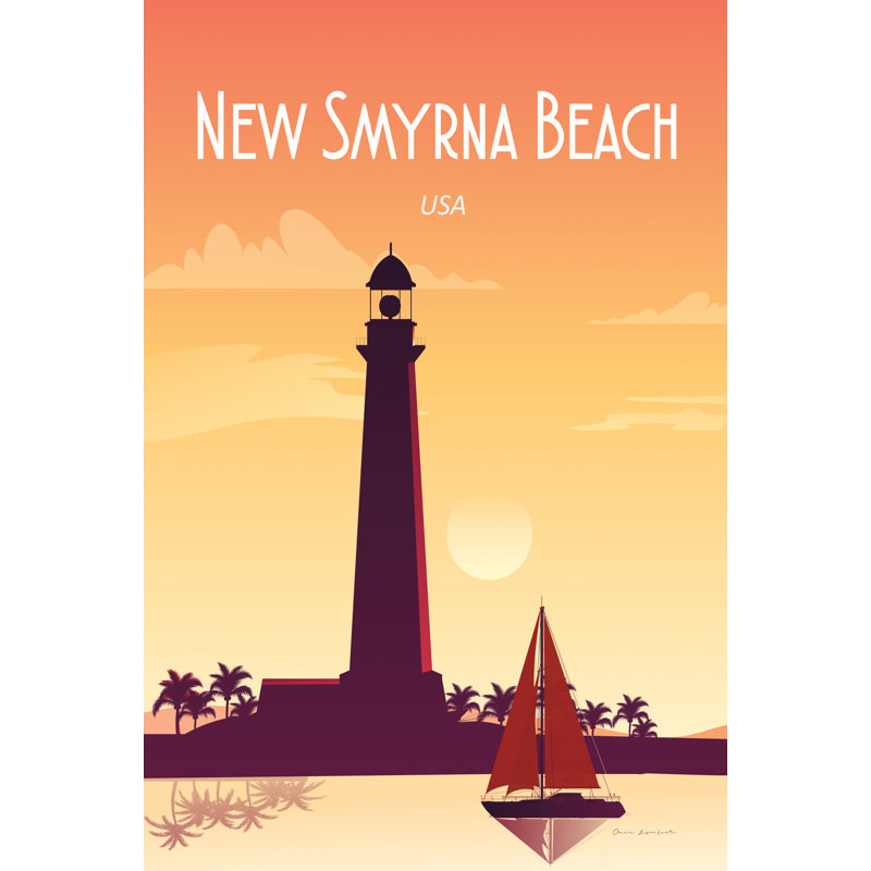 New Smyrna Beach by Omar Escalante - Graphic Art Print, 30cm H x 20cm W, Black Floater Framed