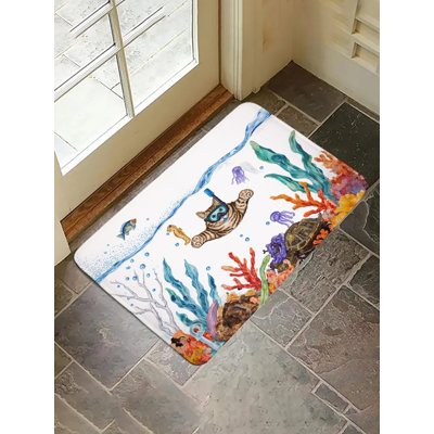 Underwater Cat Diving Bath Rug, 16 X 24