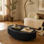 Table basse ovale moderne pour le salon, petite table basse ovale avec piédestal robuste de 43,7 pouces Modern Handcraft