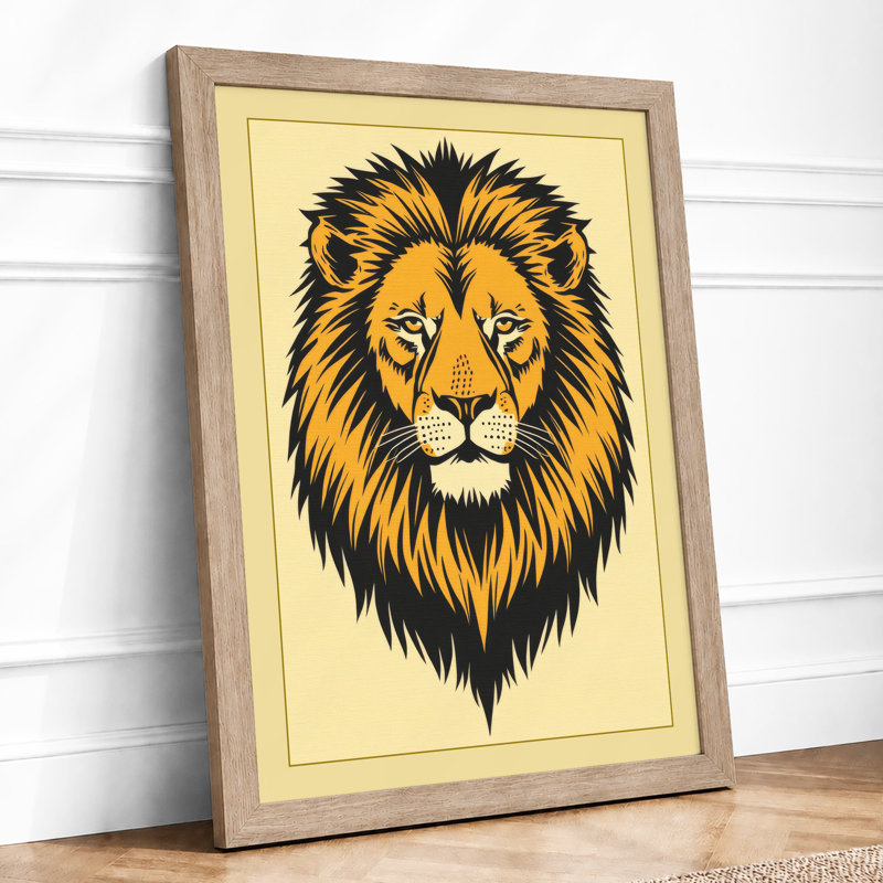 Noble Lion Rustic - Framed Print, A4 - 29.7 x 21.0 cm, Oak