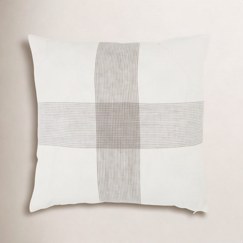Tibbs Plaid Linen Pillow Cover, Polyester/Polyfill
