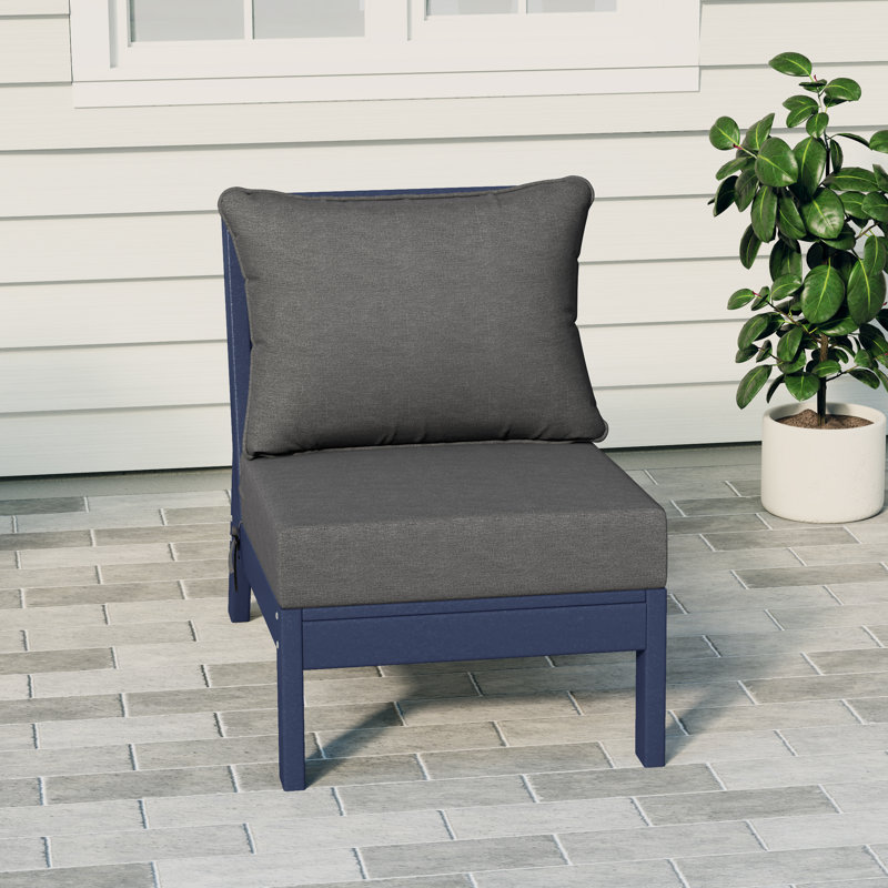 Chaise sans accoudoirs à assise profonde avec coussins, Grey, Navy Blue