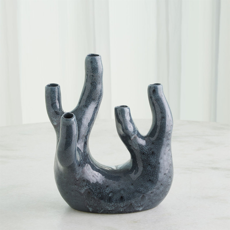 Creation Handmade Earthenware Table Vase, Blue