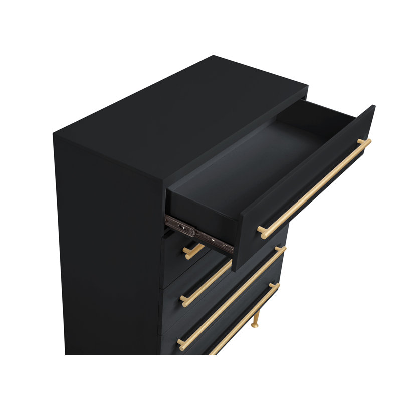 Commode 5 tiroirs Deneus, Noir