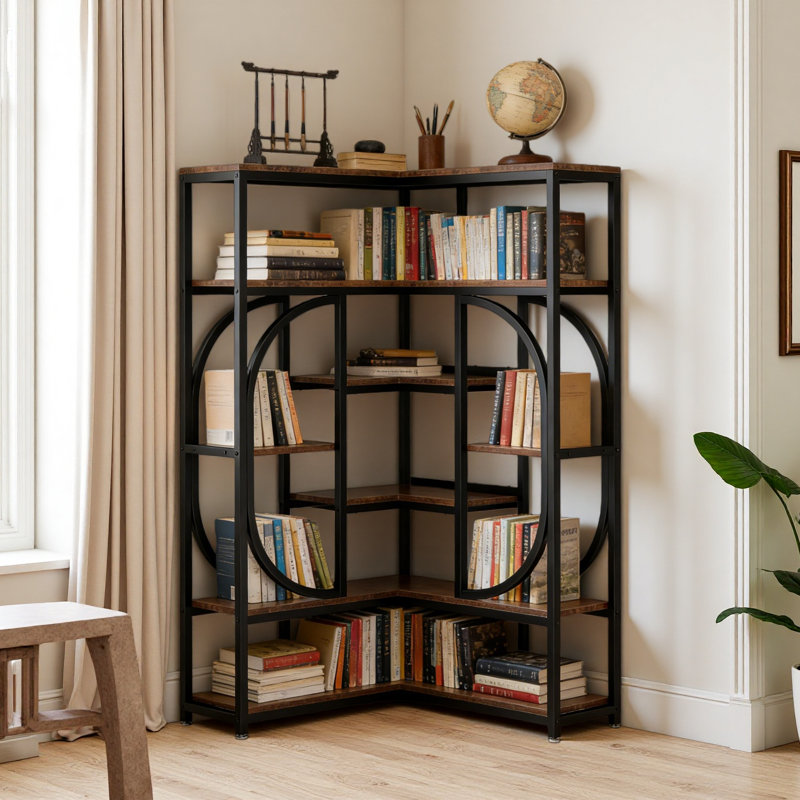 Présentoir de style industriel, bibliothèque, bibliothèque d'angle