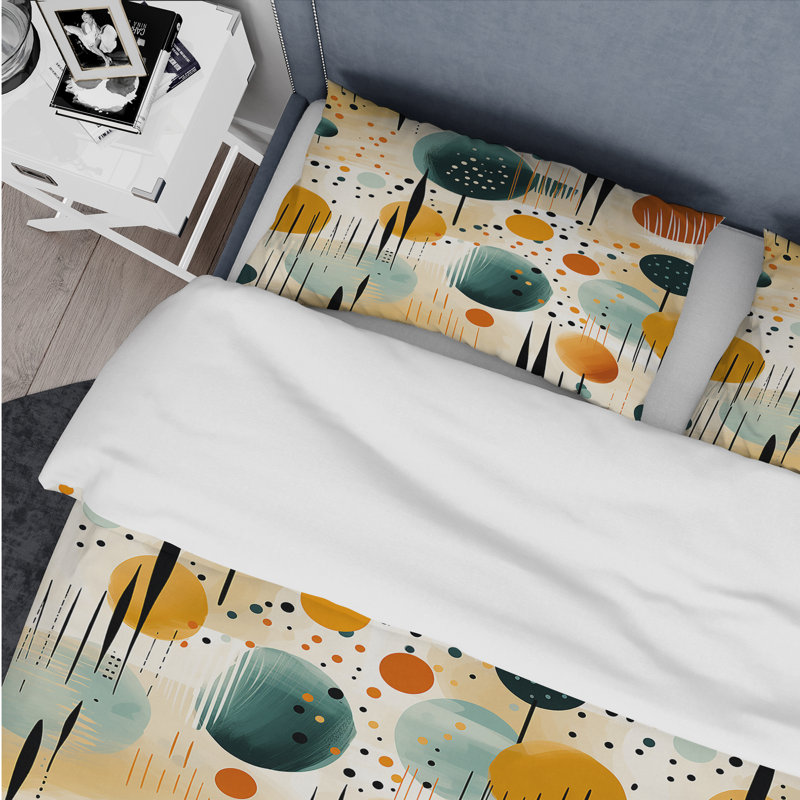 Ensemble de housse de couette à motif géométrique jaune et vert, Housse de couette pour très grand lit et 2 très
