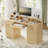 59" Home Office Desk with Charging Station, Fluted Computer Desk With Keyboard Tray & Adjustable Shelves, Executive Desk For Study, Living Room, Bedroom-1909563233