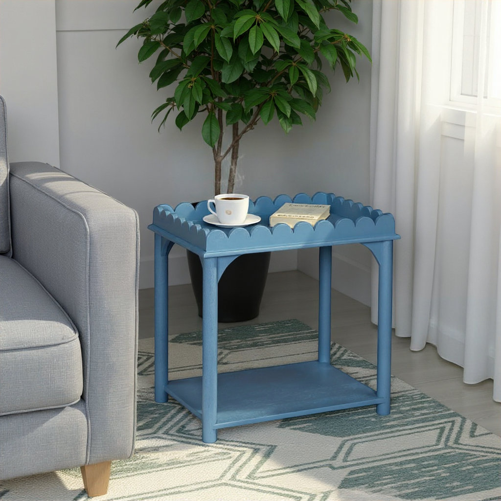 Madeline 24" Mango End Table, Light Blue