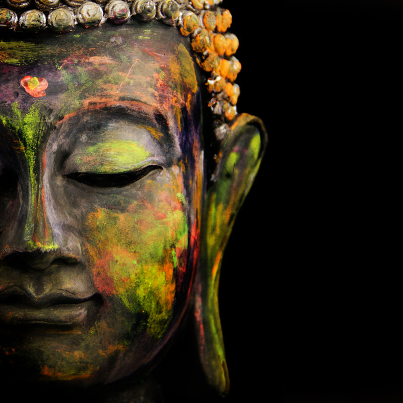 Bouddha coloré, H 12 po x l 12 po x P 1,25 po