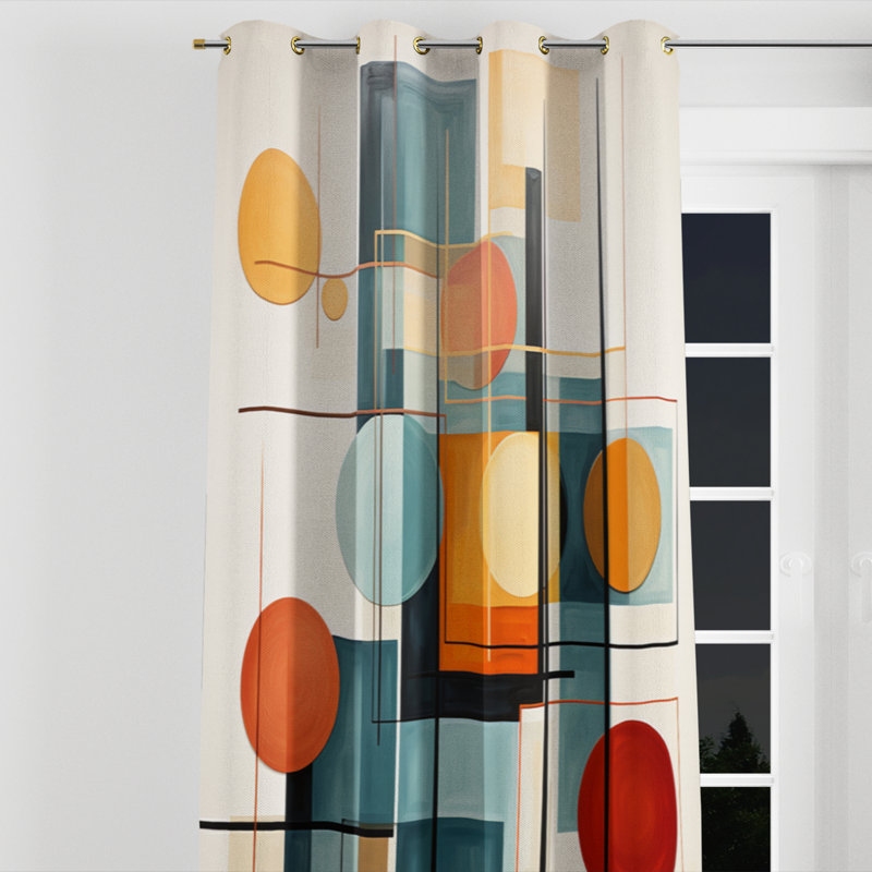 Avareigh - Rideau occultant avec œillets Mid-Century - 1 panneau, l 52 po x L 120 po, Œillets dorés