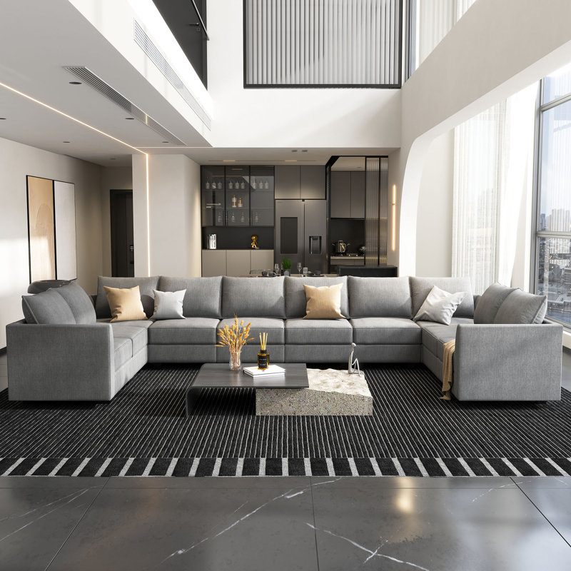 Très grand canapé modulaire d'angle modulaire, Polyester gris