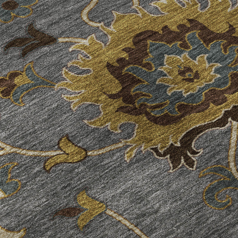 Premium Machine Washable Mayfield Global Rug, Gray, 2'3" x 7'6" Runner