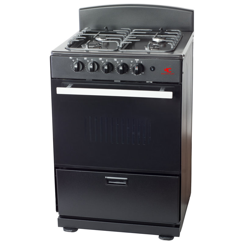 24" Freestanding Range With 2,4 Cft Oven Capacity - 4 Italian Sabaf Sealed Burners – R, Black