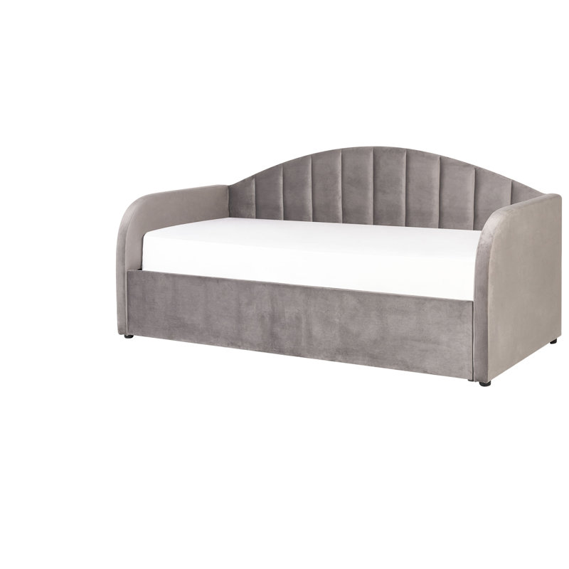 Amaryss Upholstered Velvet Daybed with Trundle Bed, Grey
